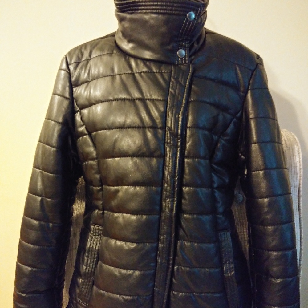 Joujou Faux Leather Puffer Jacket